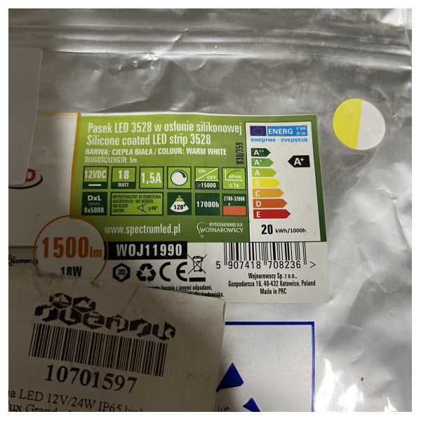 LED strip 12V 1500lm - 18W - varm hvid 5m