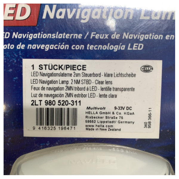 HELLA Navoule 2nm Standboard Navigation Green Light 12V - 2LT 980 520-311