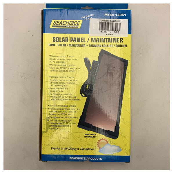 Seachoice 9W amorf solcellepanel svart 15V - 14351