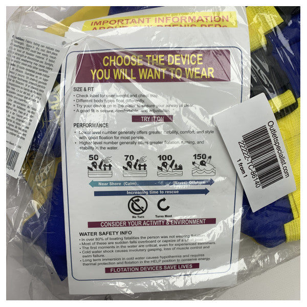 Seachoice 86140 Deluxe Generelt formål Livsvest Blått/gult barn