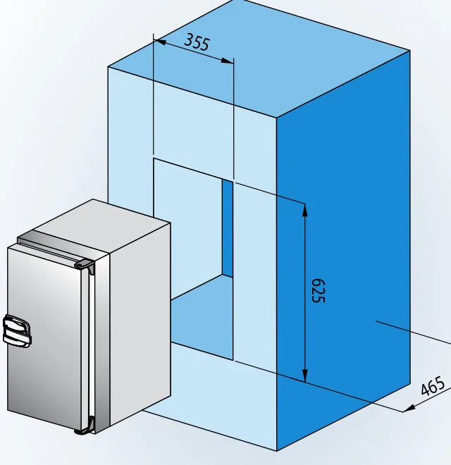 Frigonautica FR80RC rustfrit stål køleskab under bord - B480 D537 H630 cm