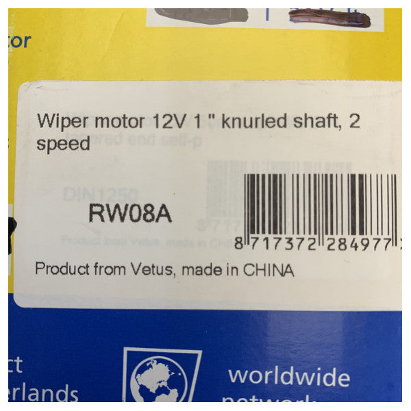 Vetus RW08A ワイパーモーター 12V 1インチ シャフト 2速