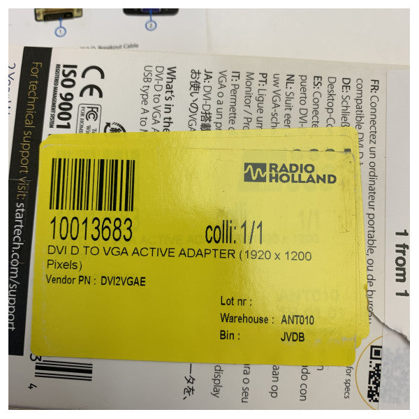 DVI-D għal VGA Video Adapter Converter b'USB Power Supply - DV12VGAE