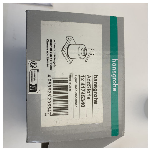 Dispensador de jabón Hansgrohe 41745340 Addstoris con soporte en cromo negro cepillado