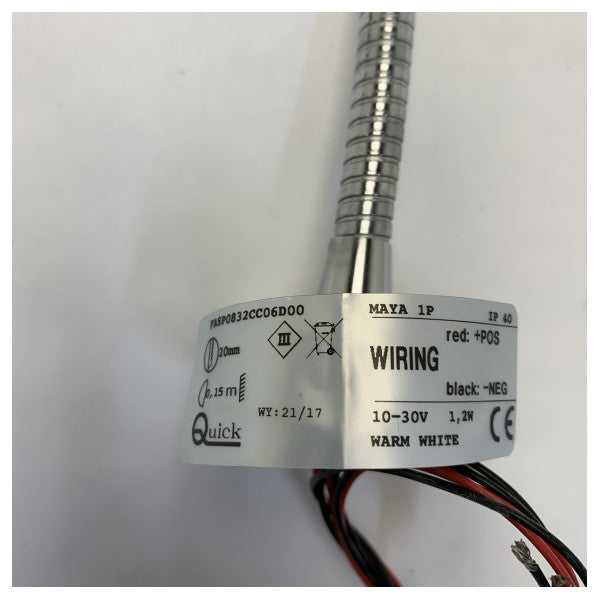 Quick Maya 1P Læselampe LED Krom Justerbar 12/24V