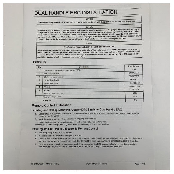 Mercury Marine 8M0079286 DTS Dual Engine Control Håndtak Svart Elektronikk