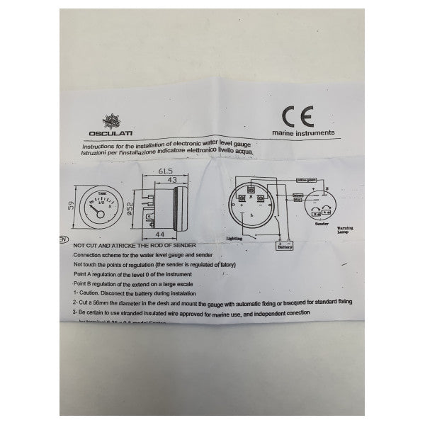 Osculati Avløpsvannstank Nivåindikator 52 mm Hvit - 2753801