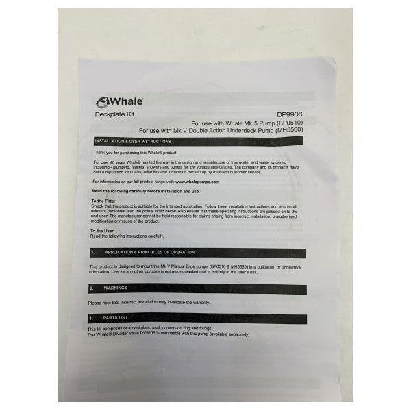 Whale DP9906 Mounting Kit MK5 with Hood and Membrane