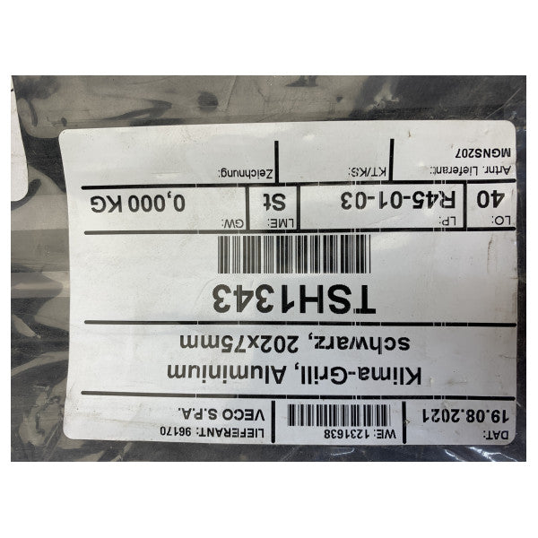 Veco Climma MGNS207 Aircon Grill 202 x 75 mm Sort