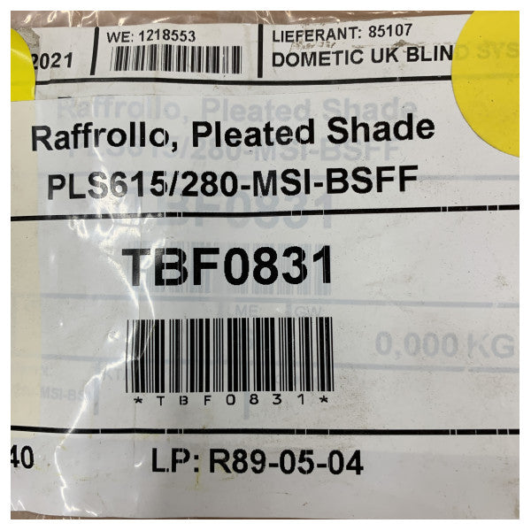 Dometic PLS615/280-MSI-BSFF Abat-jour plissé Suncover - 615 x 280 mm