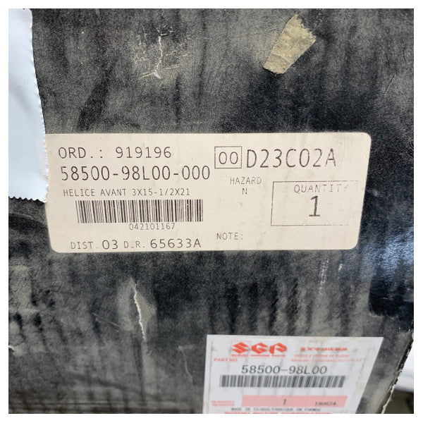 Suzuki 3-лопастно витло 15,5 x 19,5 отпред от неръждаема стомана - 58500-98L00