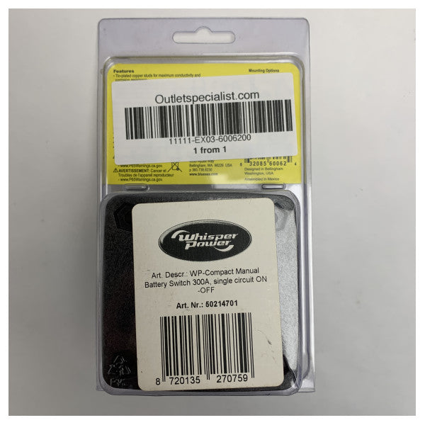 Вимикач увімкнення/вимкнення акумулятора Blue Sea 6006200 M-серії 300А