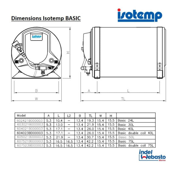 Isotemp 40L caldera base acero inoxidable 230V - 604031B000003