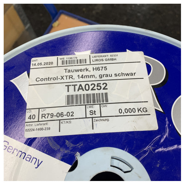 Liros Hanse 675 Control-XTR Dyneema užad 14mm sivo 75M - 02224-1400