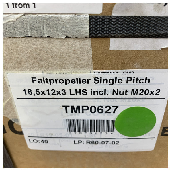 USED Gori 3ブレード折りたたみプロペラ 16.5 x 12 x 3 LHS シングルピッチ M20x2