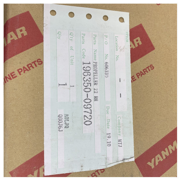 Yanmar ZT Sterndrive Rustfrit Stål Propeller 22 Tommer RH - 196350-09720