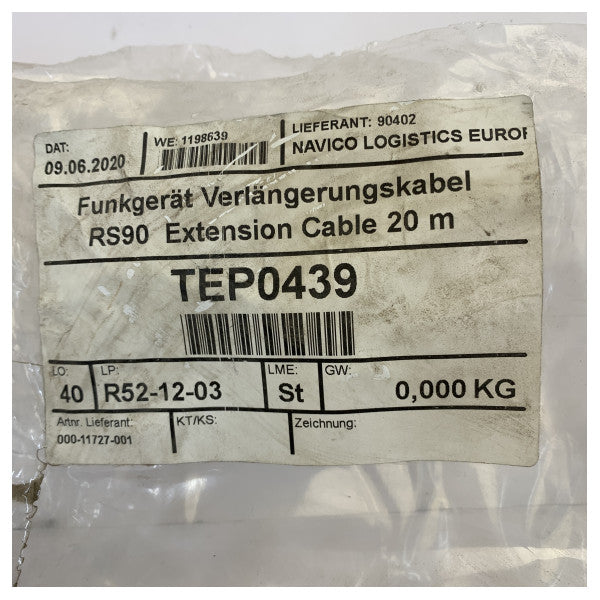 Simrad RS90 VHF Handset Extension Cable 20m - 000-11727-001