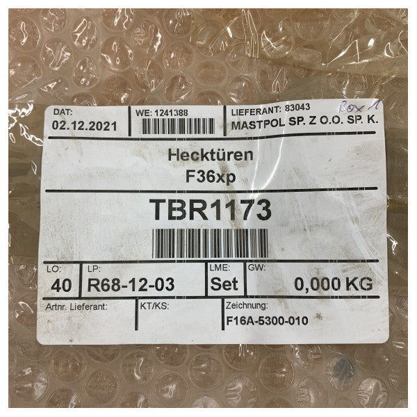 Dual Fjord 36 ve 38 XP Arka Kapılar Paslanmaz Çelik Kiti - TBR1173