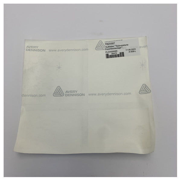 Avery Dennison Hanse Yachts Fire Extinguisher System Safety Sticker