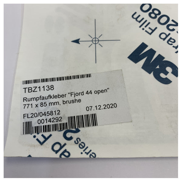 Fjord 44 Coupe Brushed Titanium Hull Sticker with Logo - TBZ1138