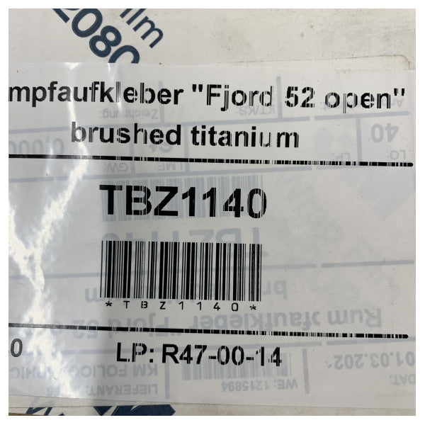 Fjord 52 Open Børstet Antrasitt Skrog Klistremerke med Logo 771 x 85 mm - TBZ1140