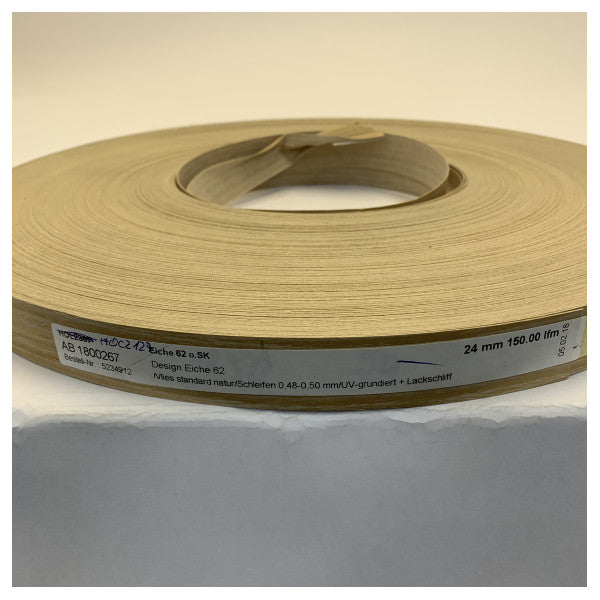 Biselado de chapa de roble 24mm x 0.5mm - Sin adhesivo termofusible