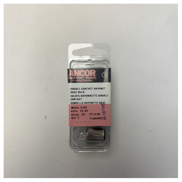 12V 8W marinepære med bajonetsokkel - holdbar udskiftningslampe til båd og yacht Pakke med 2 stk.
