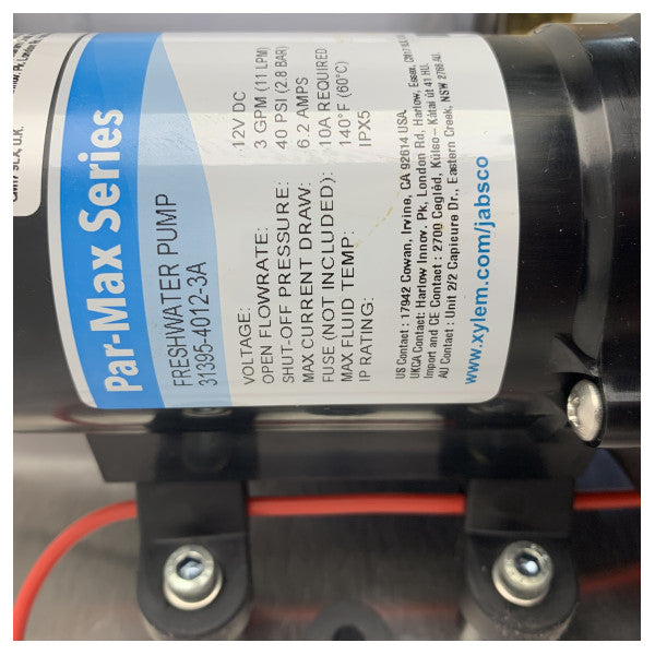 Système de pompe à eau douce Jabsco Par-Max 2.9 avec accumulateur 12V