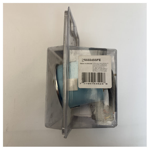 テレフレックス 7000 RPM タコメーター ホワイト インジケーター付き - 65554SSFE