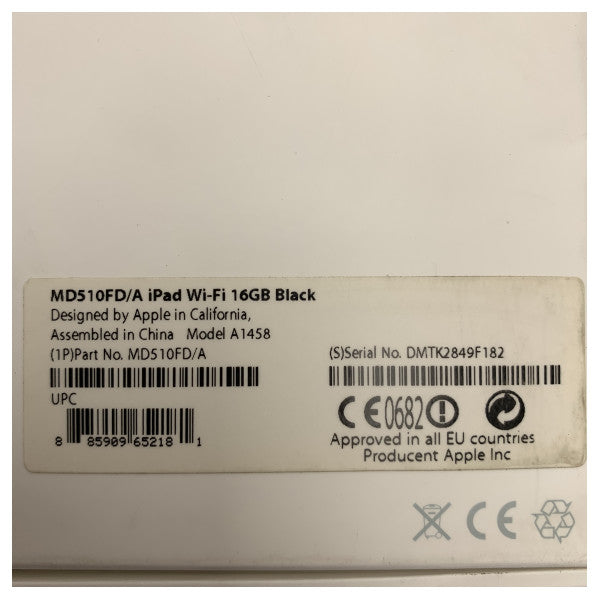 Apple iPad 4 16GB Μαύρο WiFi Retina Display Ταμπλέτα Ελαφρύ Μοντέλο A1458