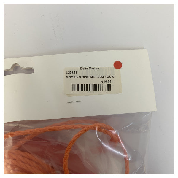 Belship L20693 Mooring Ring with Rope 30M Orange