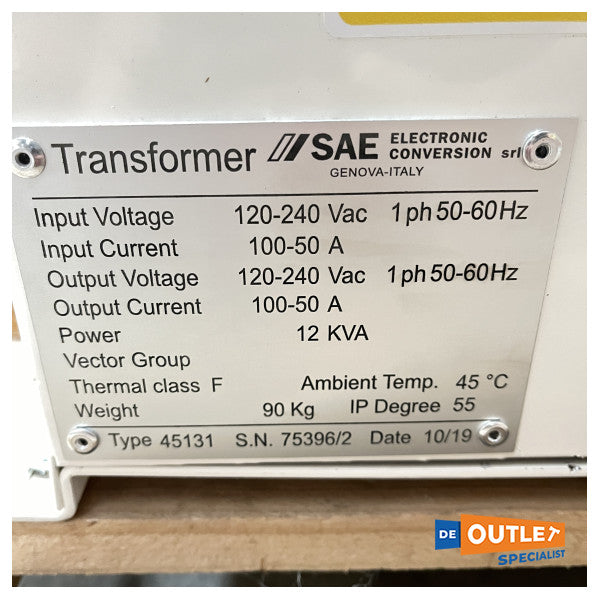 SAE isolamento eletrónico | transformador de isolamento 12 KVA | 50-100A | 230V | 115V