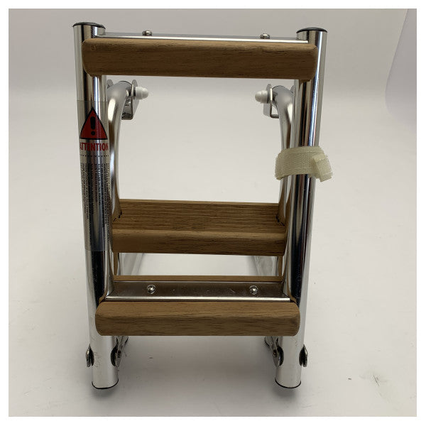 Scala di imbarco marittima in acciaio inox Nautinox 3 gradini pieghevole con gradini in teak - 2046