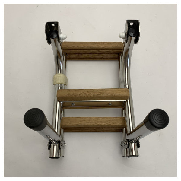 Scala di imbarco marittima in acciaio inox Nautinox 3 gradini pieghevole con gradini in teak - 2046