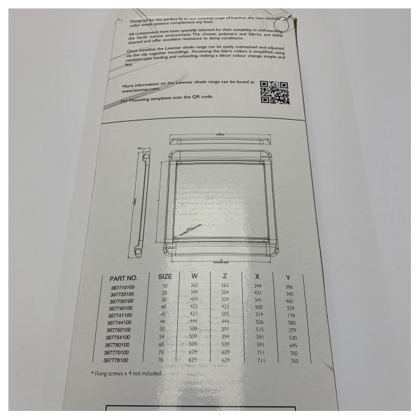 Lewmar 367744100 Size 44 Roller Shade for Access Hatches White
