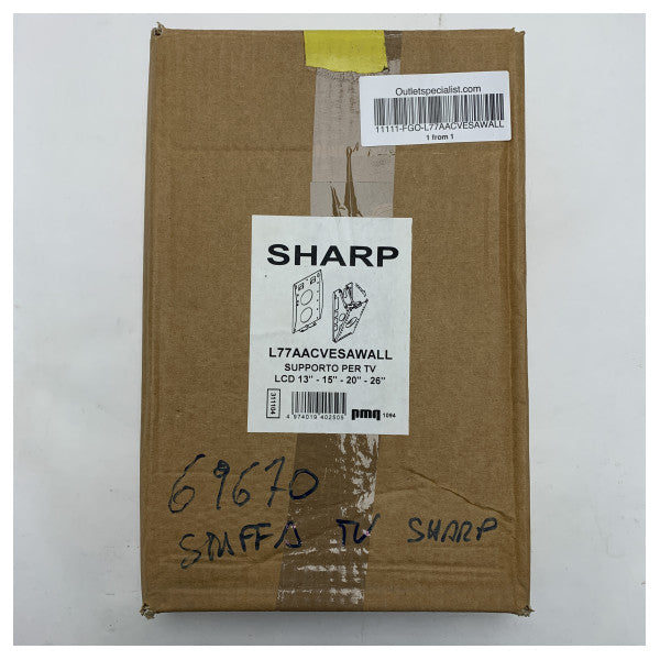 Uniwersalny, wytrzymały uchwyt ścienny Sharp do telewizorów LCD 13-26 cali - trwały, metalowy uchwyt do telewizora z zabezpieczeniem antykorozyjnym - L77AACVESAWALL