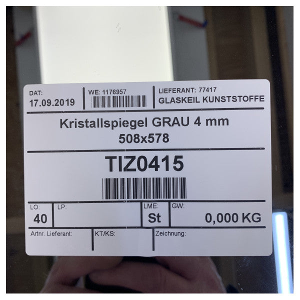 Glaskeil Kunststoffe Grey Crystal Mirror 4mm 508x578mm for Hanse Yachts - TIZ041