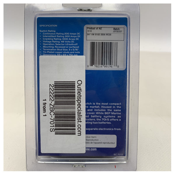 BEP 701S główny przełącznik wyboru akumulatora 12/24 V