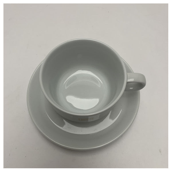 フェレッティ 高品質磁器ティーカップ&ソーサーセット - 耐久性、マリングレード、お手入れ簡単、食器洗浄機対応