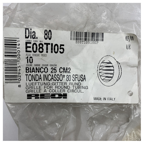 Морска решетка ABS Area 80mm - трайно покритие за вентилация за лодки и яхти