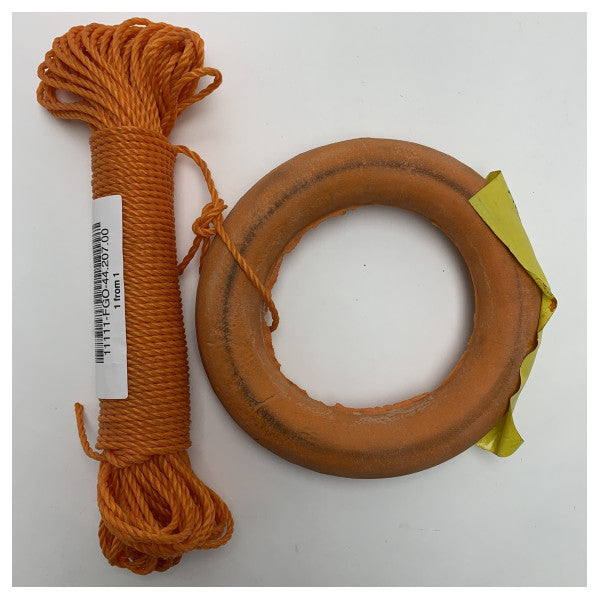 Floating Rescue Ring with 15m Buoyant Polypropylene Line - High Visibility Maritime Safety Equipment
