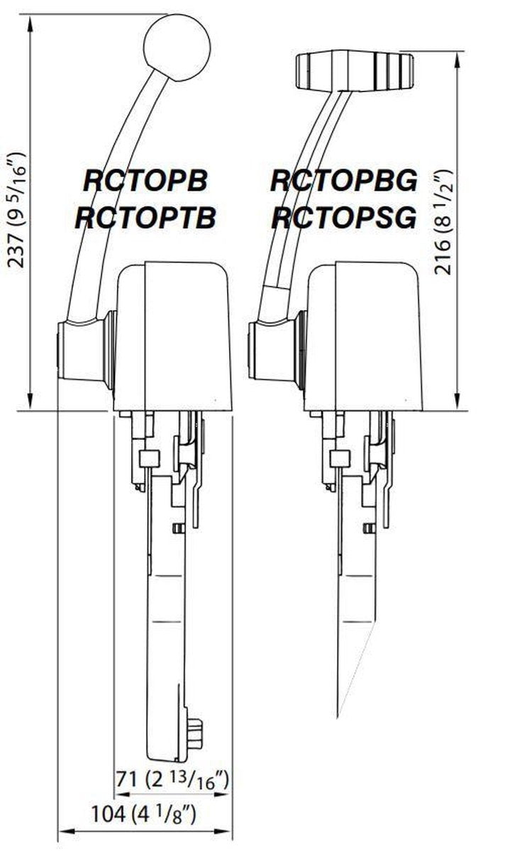 Механічний важіль управління одномоторним двигуном Vetus RCTOPBG