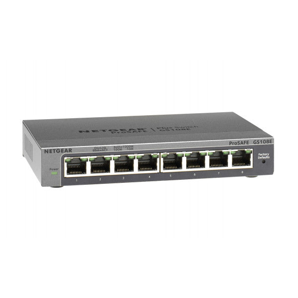Netgear GS108E 300PES ethernet-hub med 8 porte