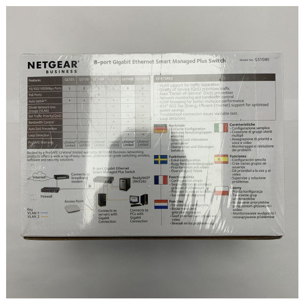 Netgear GS108E 300PES ethernet-hub med 8 porte