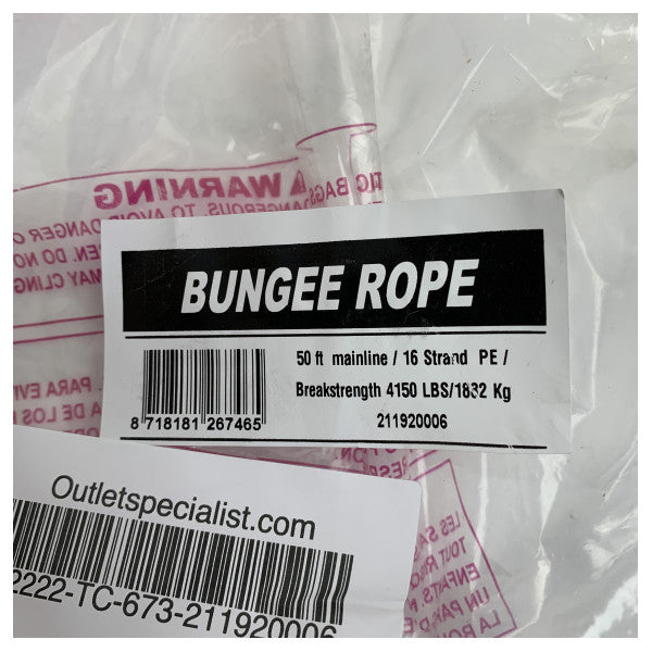 Jobe 211920006 Бънджи въже за теглене - трайно 50 фута полиетиленово въже за теглене на водни спортове с висока якост и абсорбиране на удари