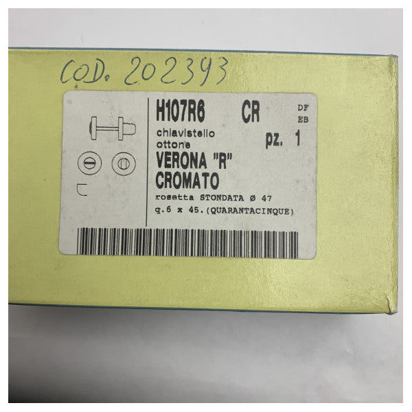 Хромирана ключалка за врати Olivari с розетка H107/R6 - Издръжлив месингов хардуер от морска класа