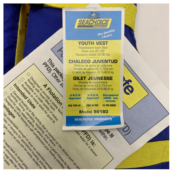 ユース・プレミアム・シーチョイス・ライフジャケット - USCG承認PFD III、調節可能、耐久性&快適なマリンセーフティベスト
