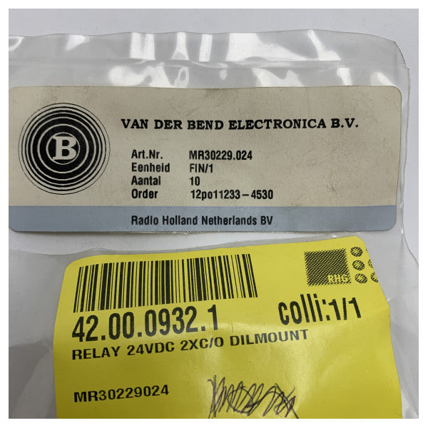 24V DC Marine Relay 2x C/O Dilmount - Kestävä kompakti sähkökomponentti laivoihin - MR30229024