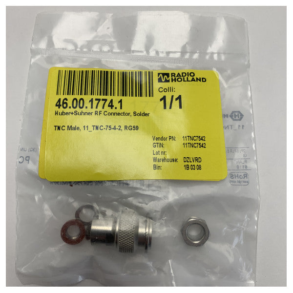 TNC Male Solder Connector for RG58 Cable - Waterproof RF Connector for Marine Systems