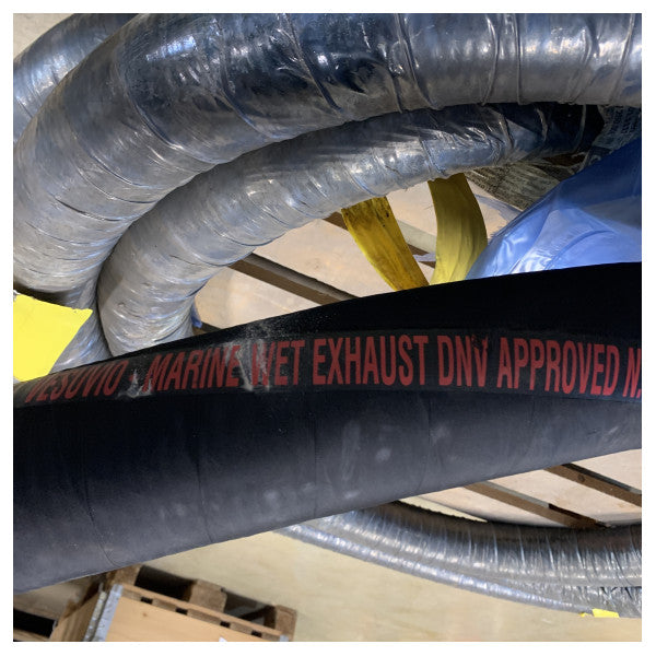 舶用排気ホース 90 mm - 耐久性のある柔軟なゴム製パイプ、ウェット排気システム用、DNV の承認